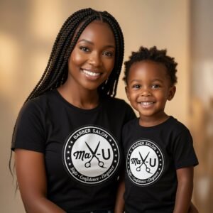 Max-U Barber Salon script logo cotton t-shirt