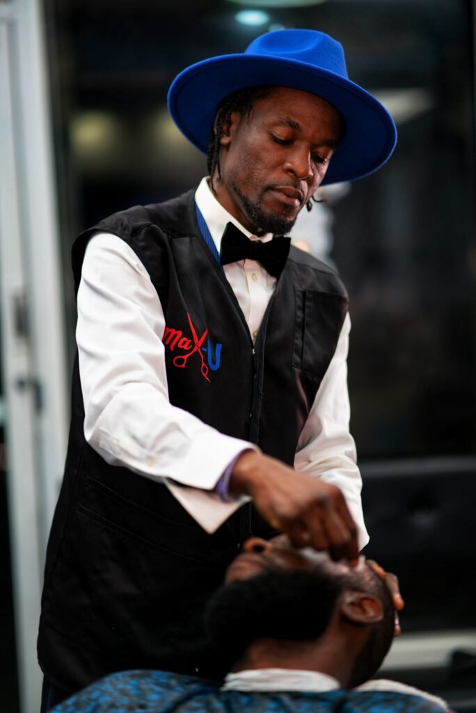 Silk press hair styling at Max-U Barber Salon in Brooklyn, NY